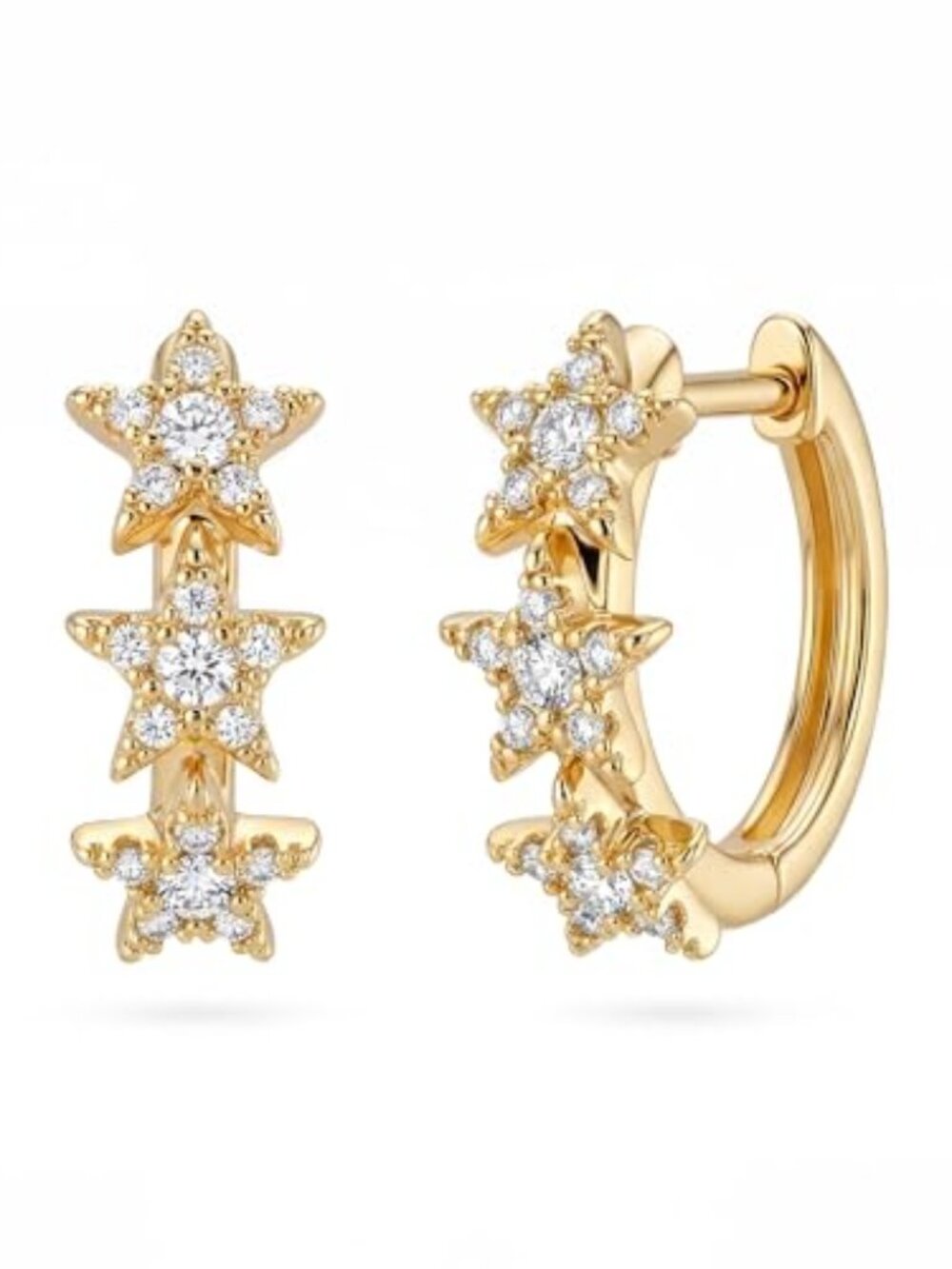 New -  Women Earrings Gold‎ Huggie Hoop Ear Stud Cuff 14K Small Simple